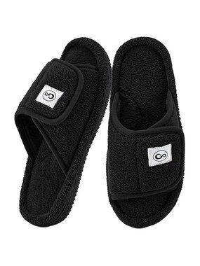 HARENCE Women's House Shoes Adjustable Orthopedic Arch Black Size 12/13